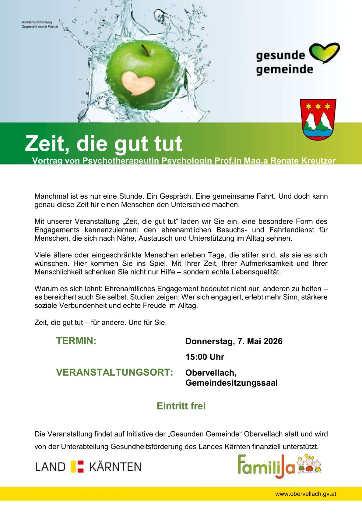 Einladung zum Vortrag "Zeit, die gut tut" 