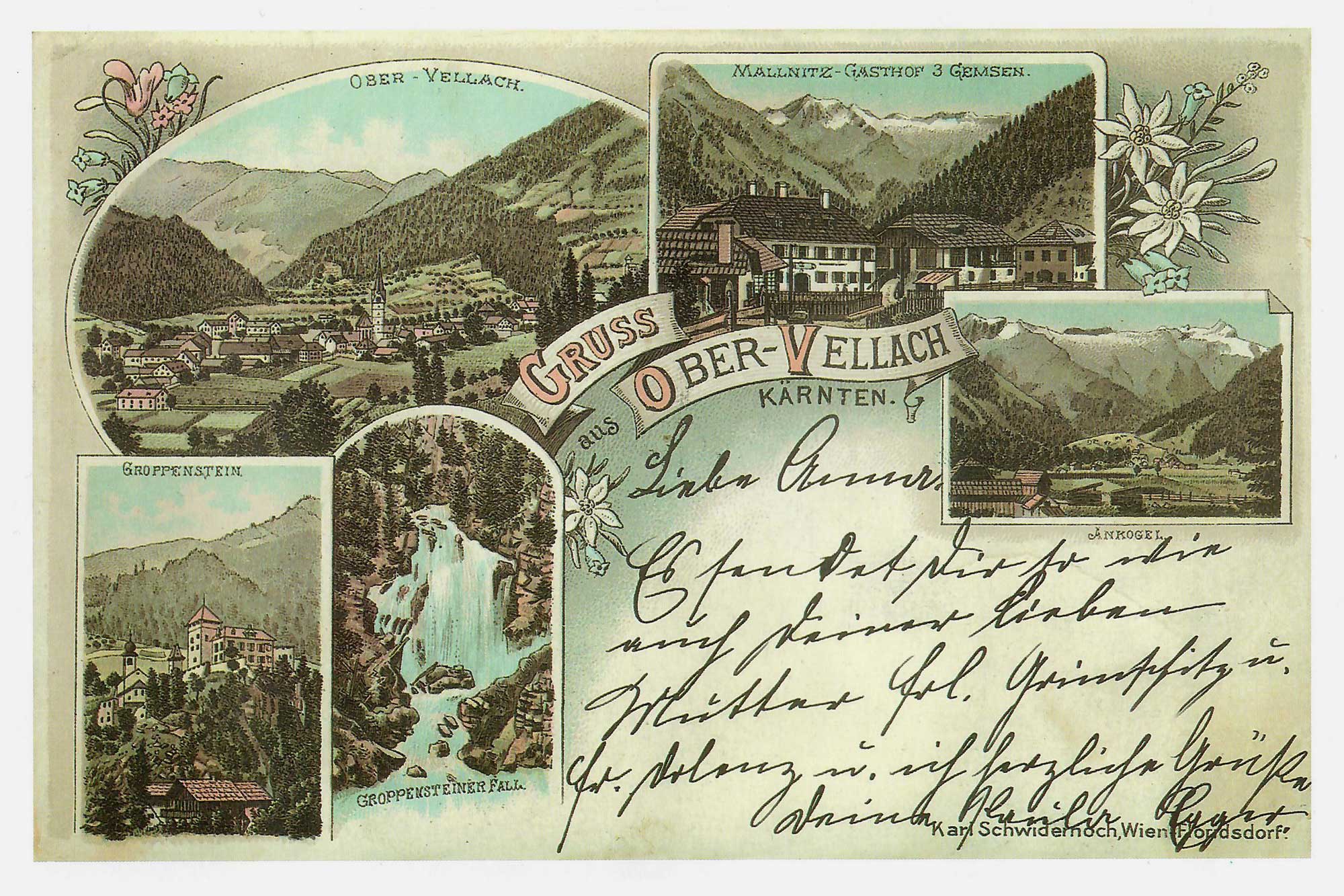 Grußpostkarte aus Obervellach, ca. 1930